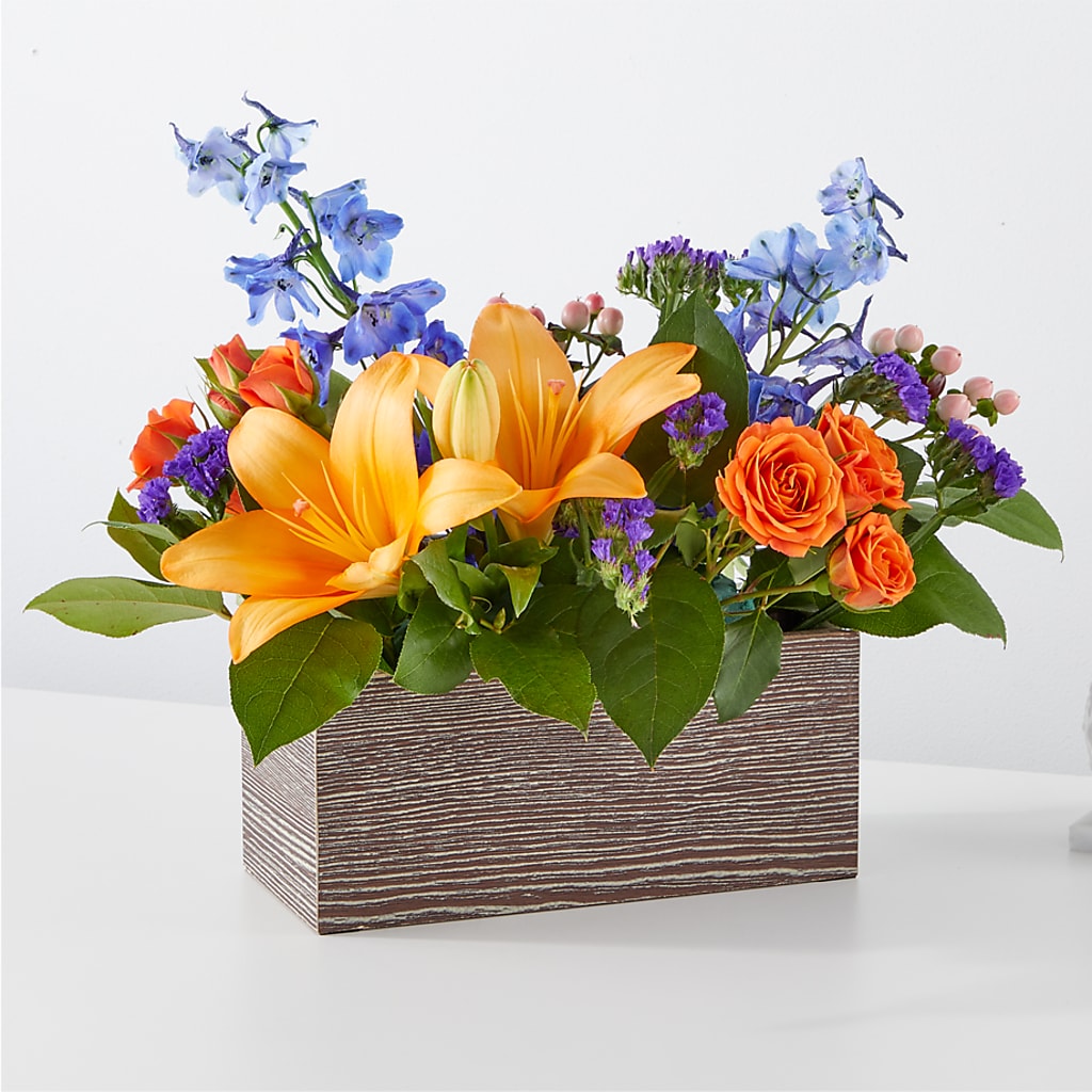 Radiant Citrus Box Bouquet – Blue Poppy Flower Co, Mount Gilead OH