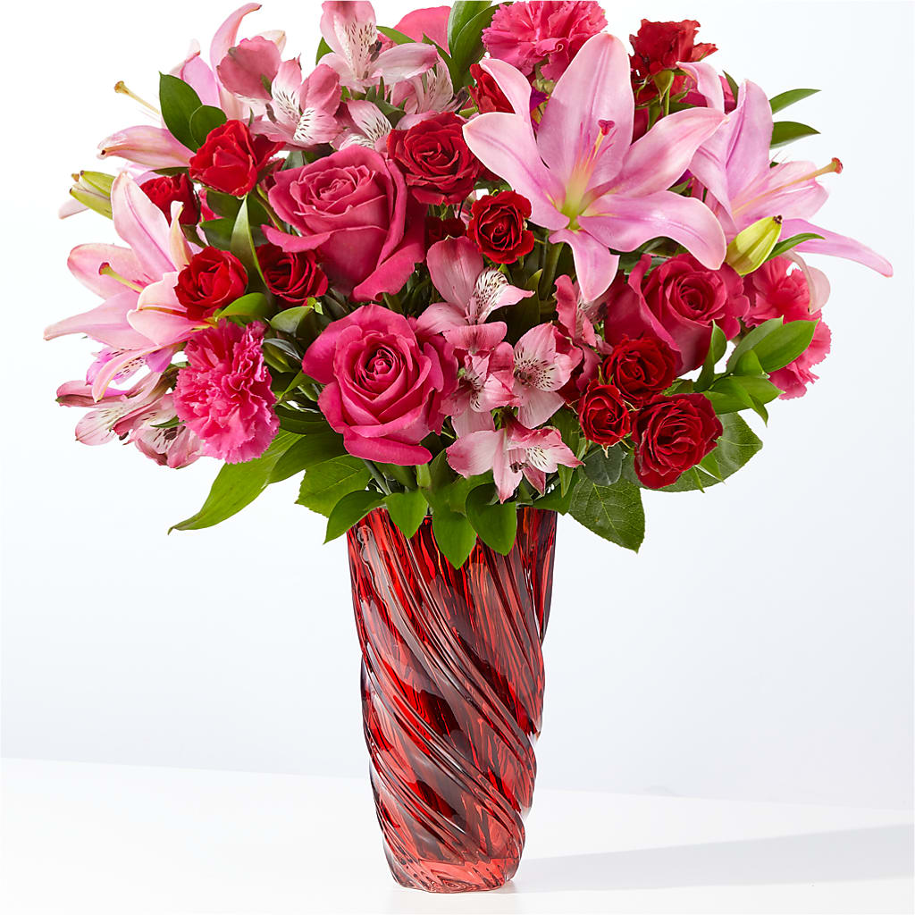 In Love Bouquet with Luxe Swirl Vase – Blue Poppy Flower Co, Mount Gilead OH