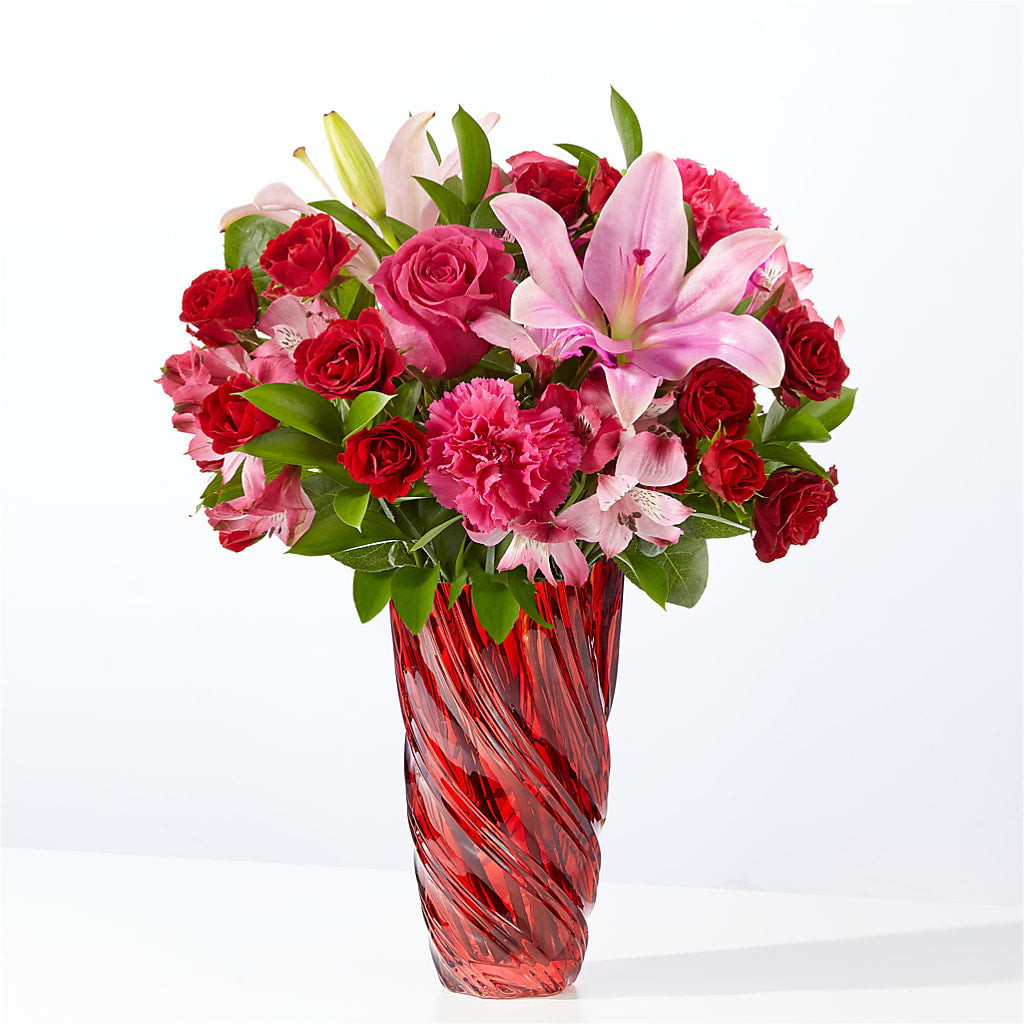 In Love Bouquet with Luxe Swirl Vase – Blue Poppy Flower Co, Mount Gilead OH