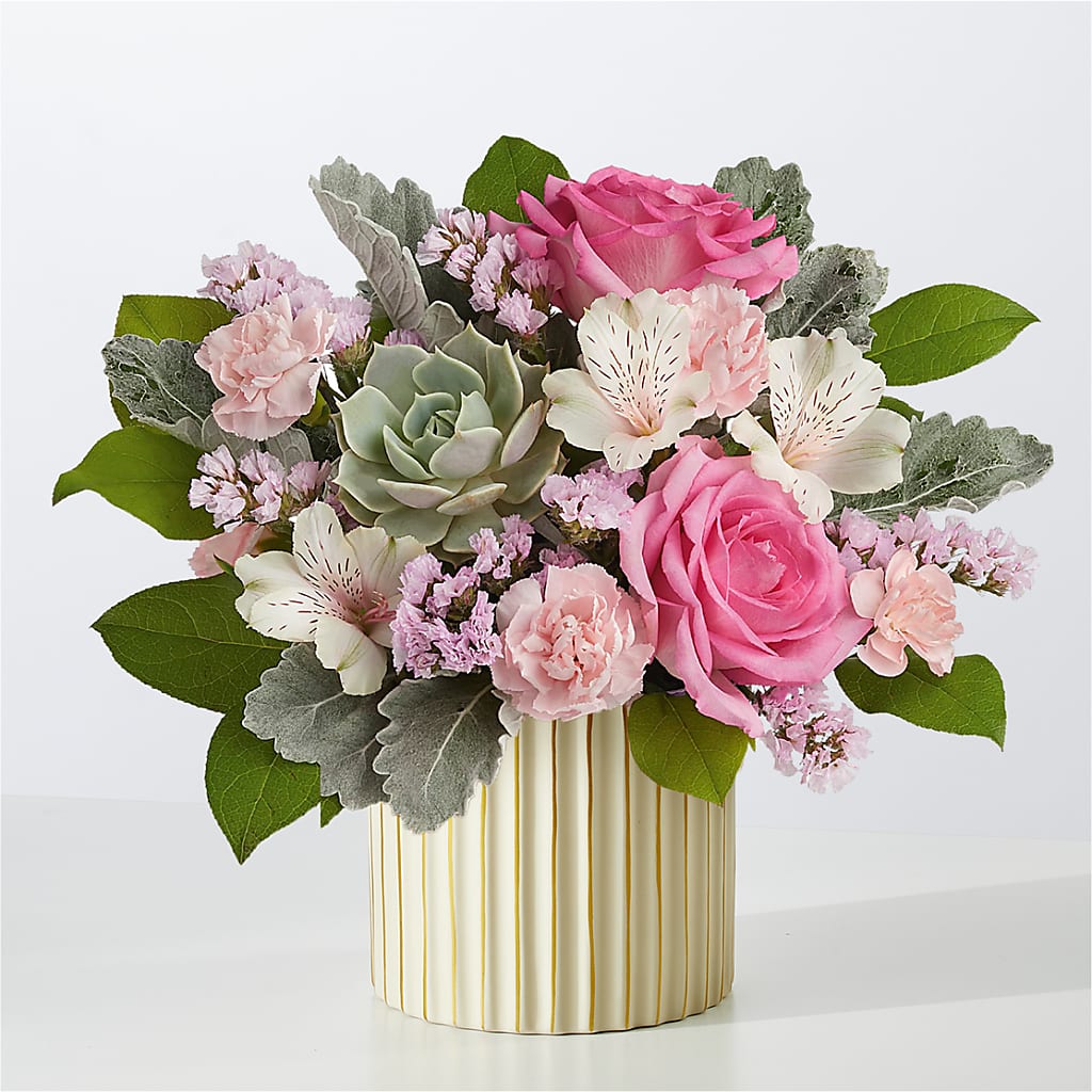 Dusty Rose Bouquet with Ivory Vase – Blue Poppy Flower Co, Mount Gilead OH