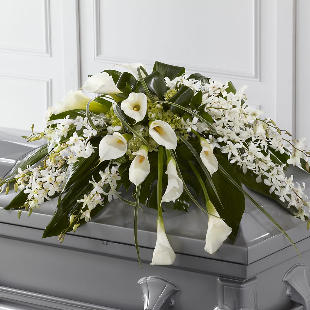 Angel Wings Casket Spray – Blue Poppy Flower Co, Mount Gilead OH