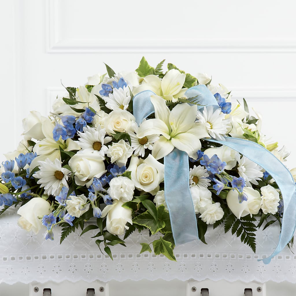 Tender Treasure Casket Spray – Blue Poppy Flower Co, Mount Gilead OH