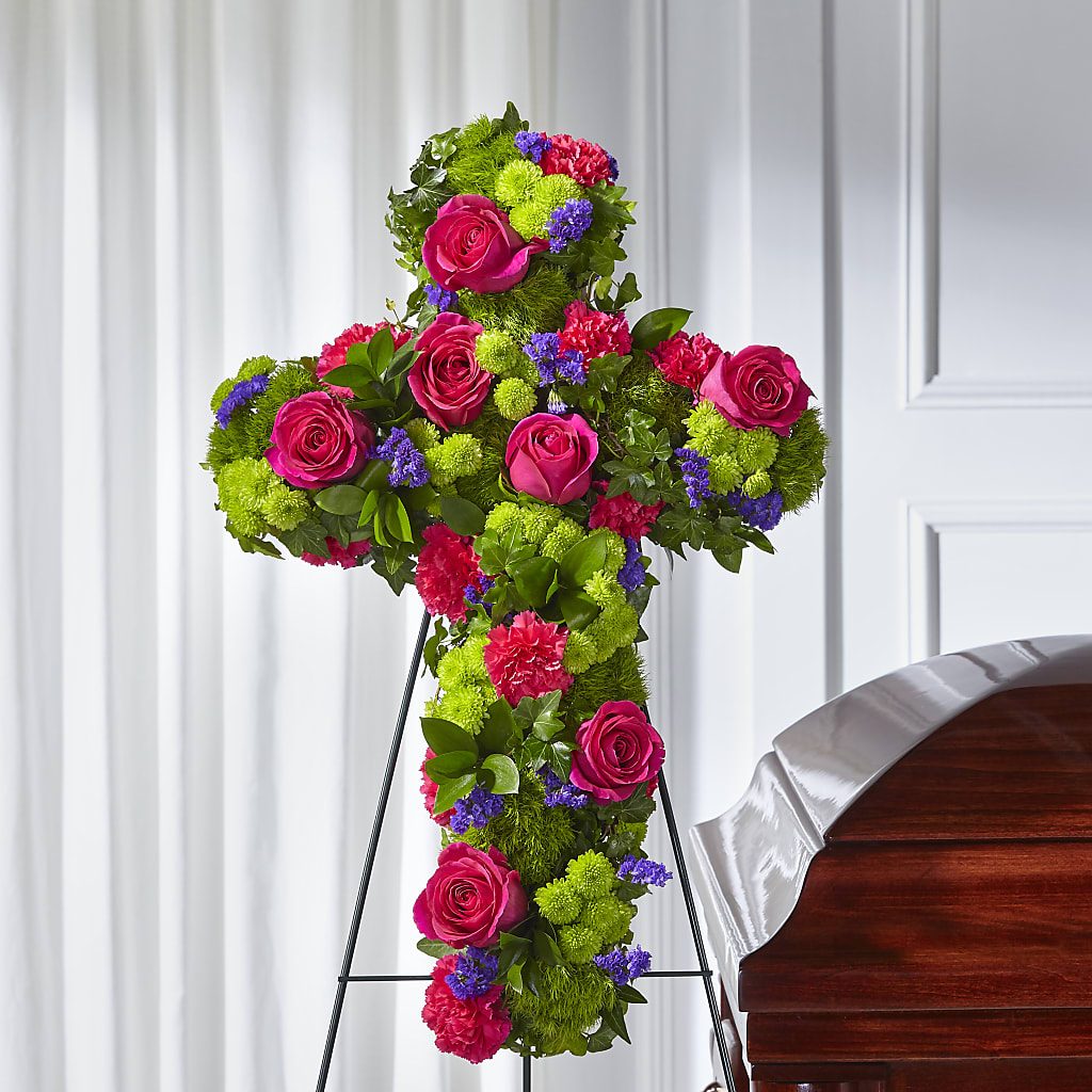 Tribute Rose Floral Cross – Blue Poppy Flower Co, Mount Gilead OH