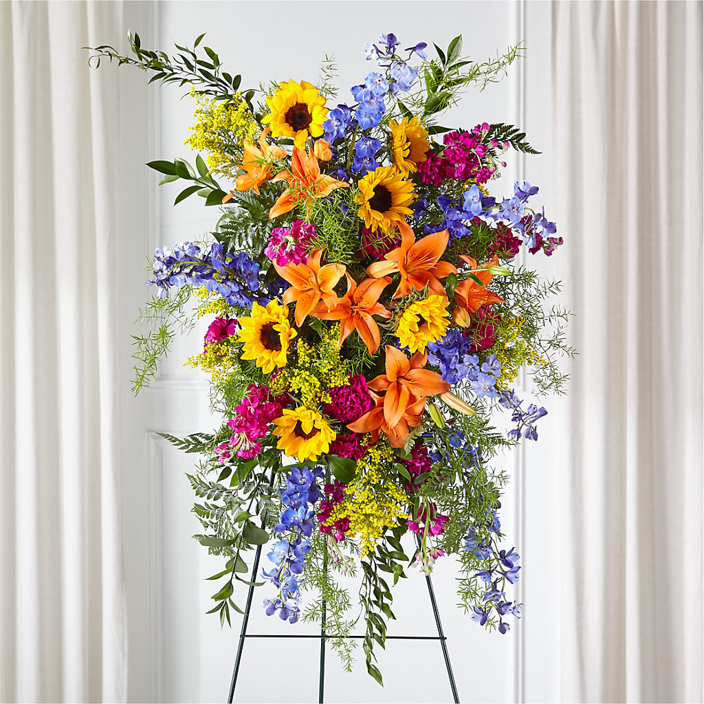 Sunlit Memories Standing Spray (Standard) – Blue Poppy Flower Co, Mount Gilead OH