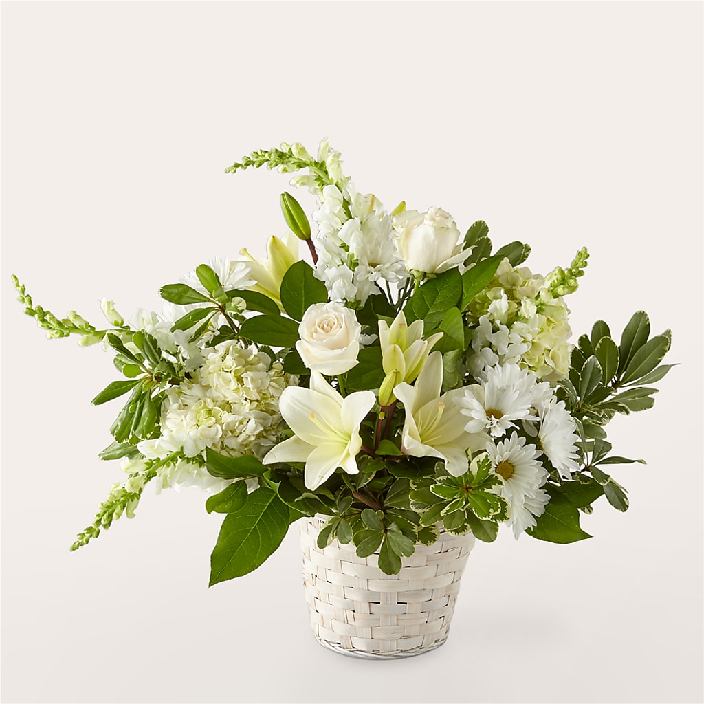 Ivory Elegance Floral Basket – Blue Poppy Flower Co, Mount Gilead OH