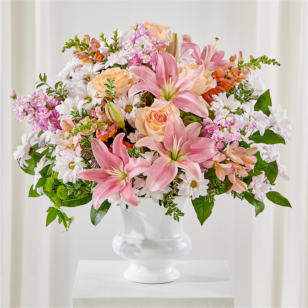 Heartfelt Gesture Urn Arrangement – Blue Poppy Flower Co, Mount Gilead OH