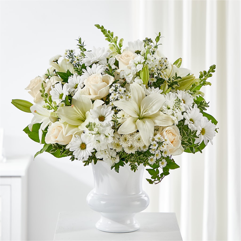 Uplifting Urn Arrangement – Blue Poppy Flower Co, Mount Gilead OH