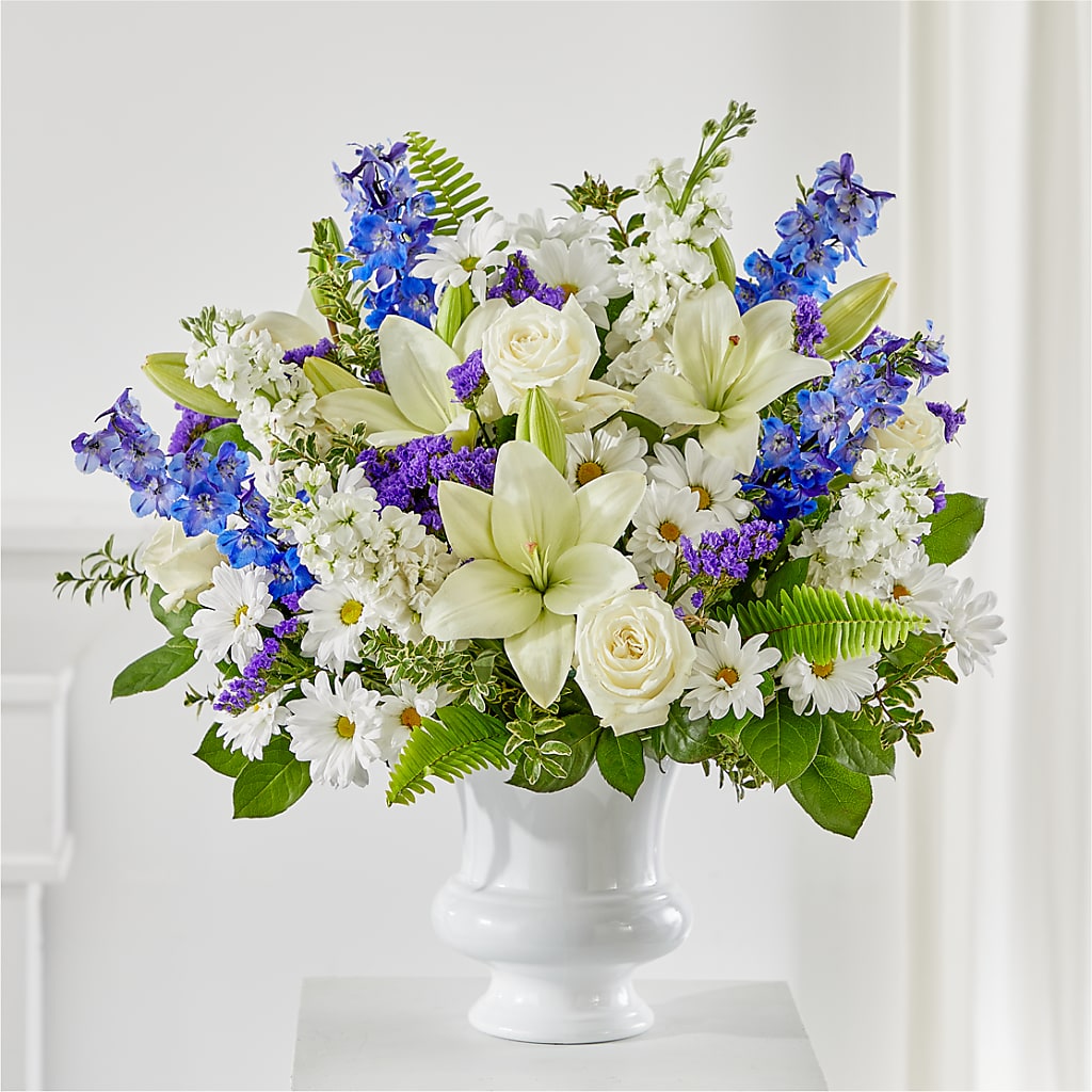 Expressions of Hope Urn Arrangement – Blue Poppy Flower Co, Mount Gilead OH