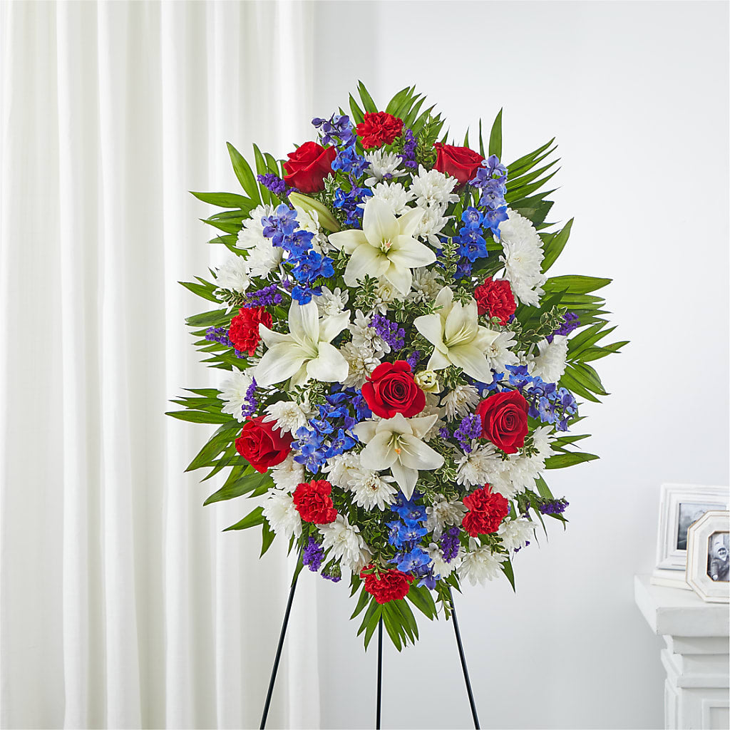 Cherished Service Standing Spray – Blue Poppy Flower Co, Mount Gilead OH