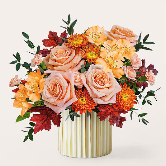 Spiced Latte Bouquet with Ivory Vase –  Blue Poppy Flower Co, Mount Gilead OH