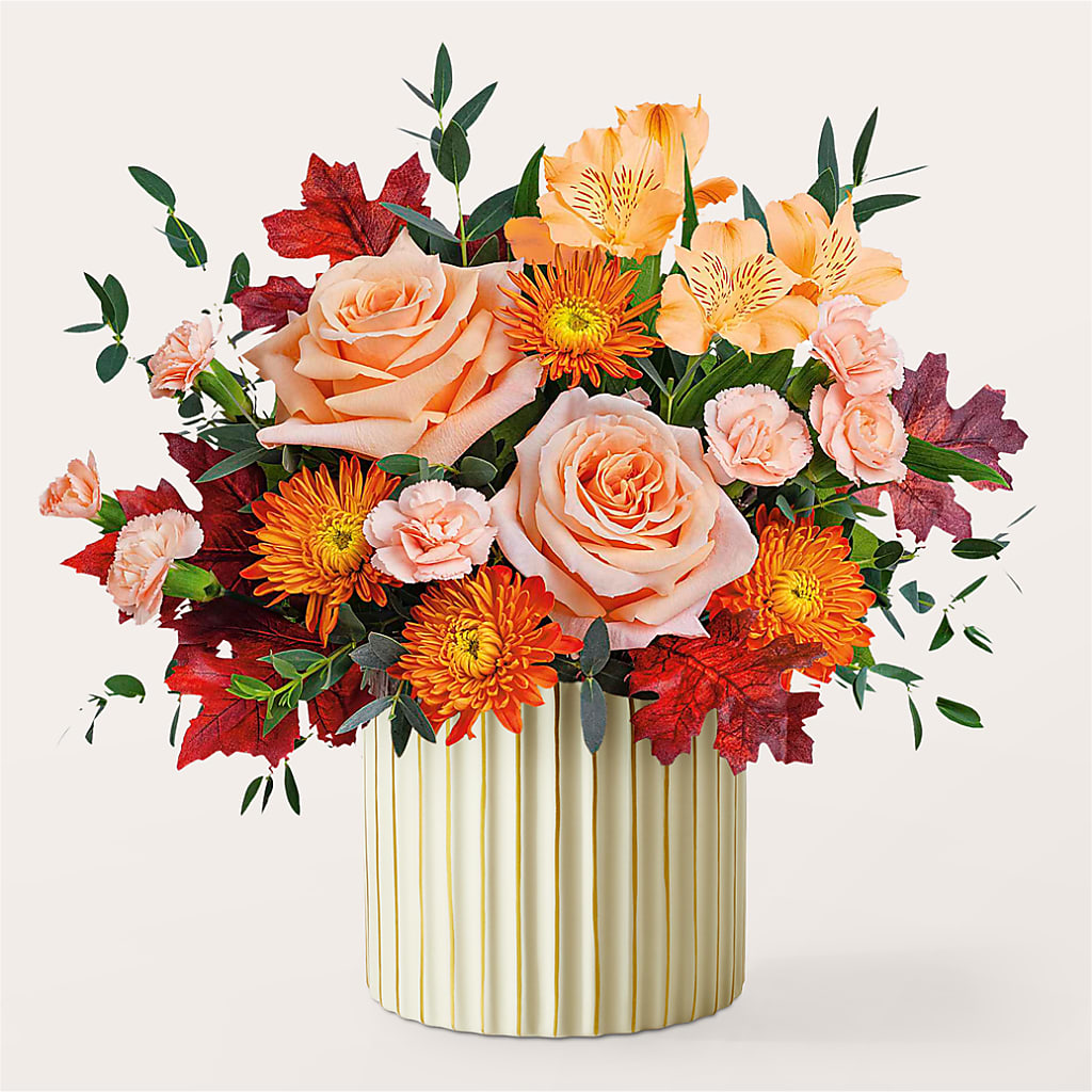 Spiced Latte Bouquet with Ivory Vase –  Blue Poppy Flower Co, Mount Gilead OH