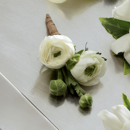 White Ranunculus Boutonniere –  Blue Poppy Flower Co, Mount Gilead OH